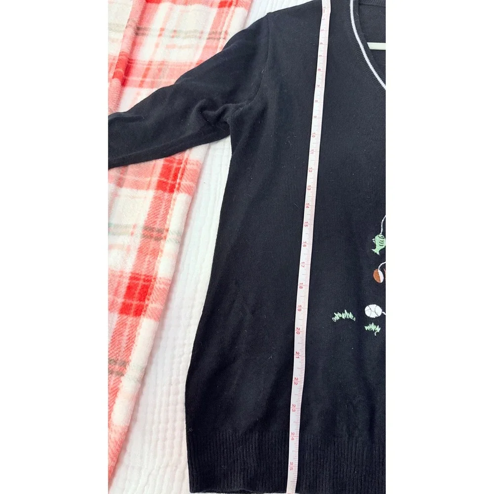 Vintage 80s Adee California Men's Novelty Otter Fishing Skiing Sweater 42 V-Neck